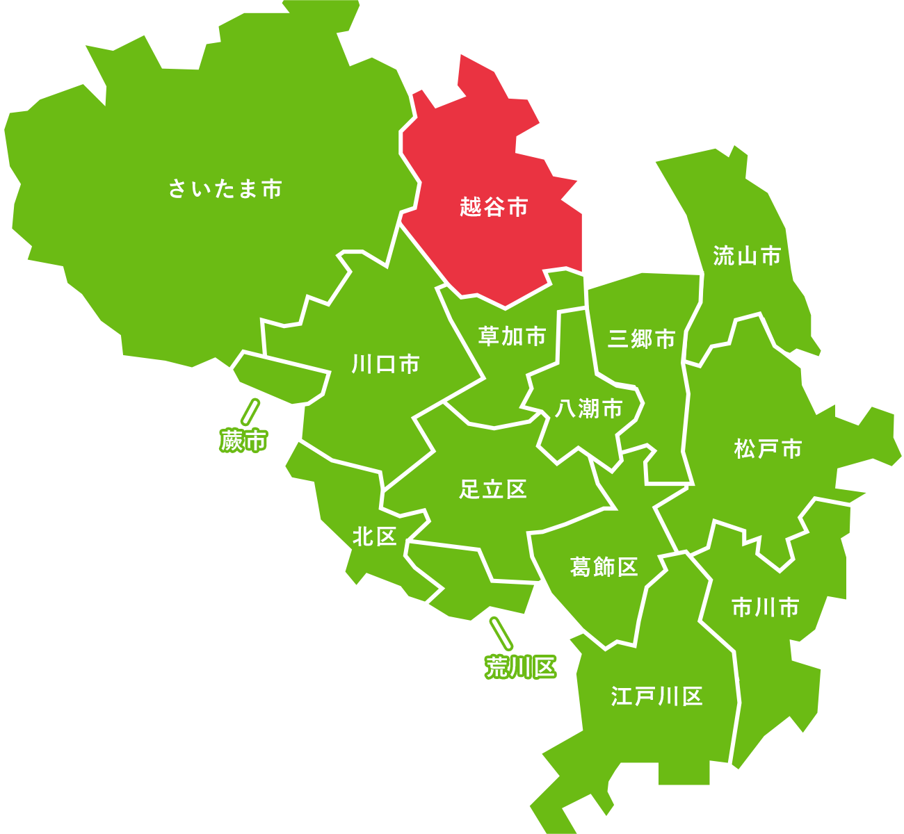 越谷市の地図